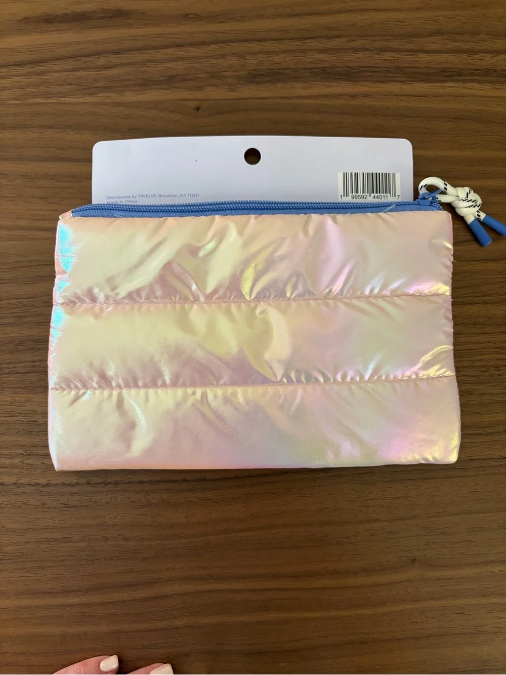TwelveNYC Puffy Pouch Iridescent Pink “My Stuff” 9 x 5.5 New